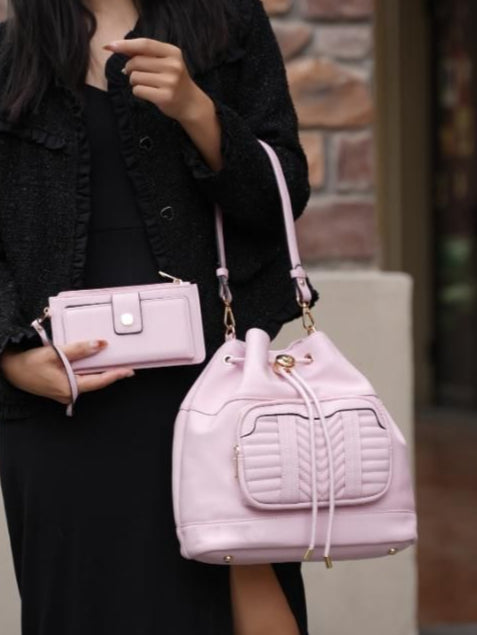 (pink)Ryder Shoulder Bag with Wallet by Mia k - BagNook