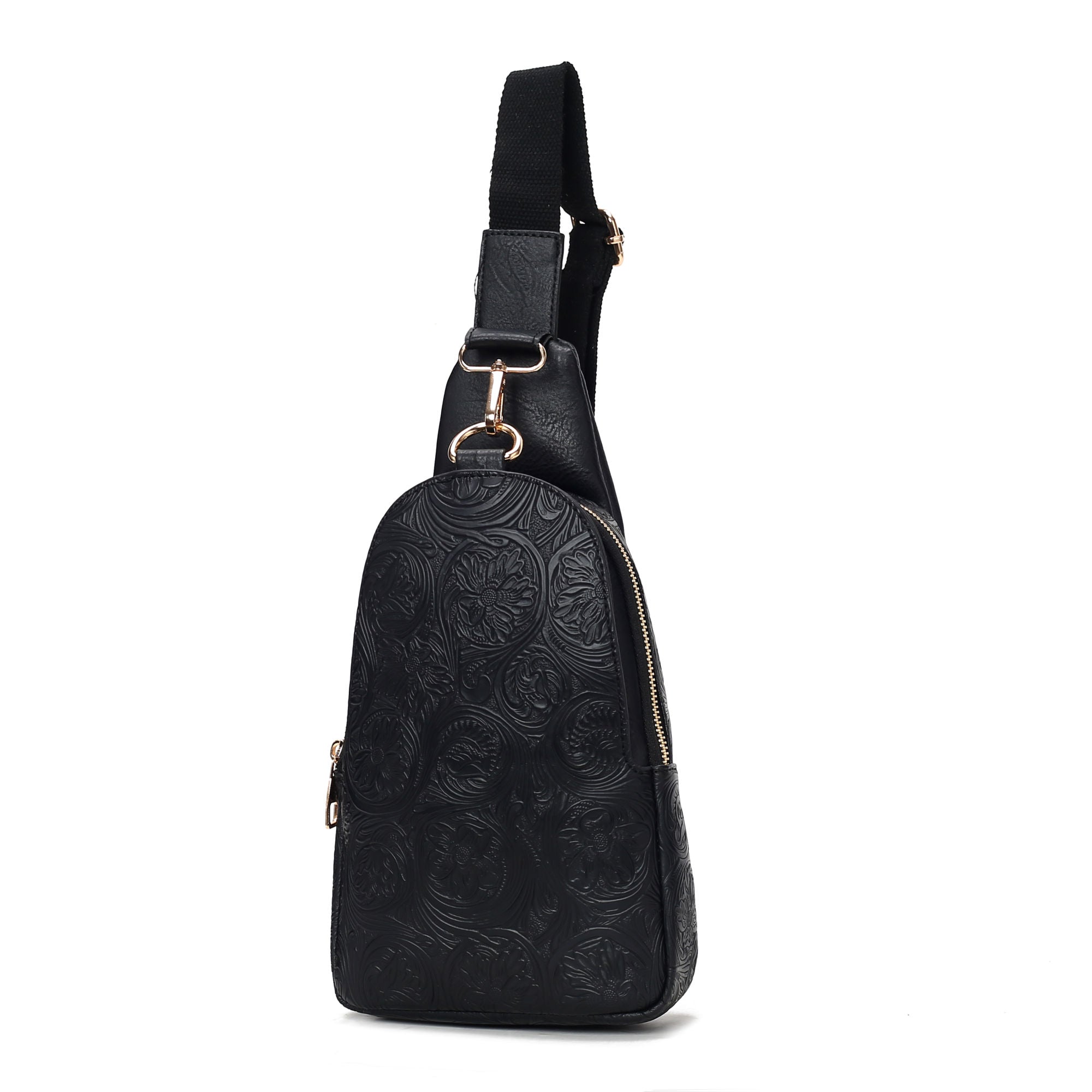 (black)Millie Women Flower Embossed Sling Bag By MKF - BagNook