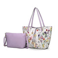 Load image into Gallery viewer, (white lavender) reversible shopping tote with crossbody pouch- bagNook
