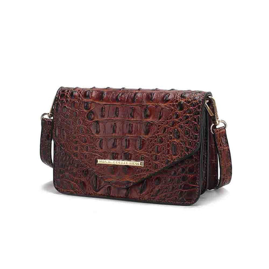 (brown)Vanta Croc-Embossed Saddle by Mia K - BagNook