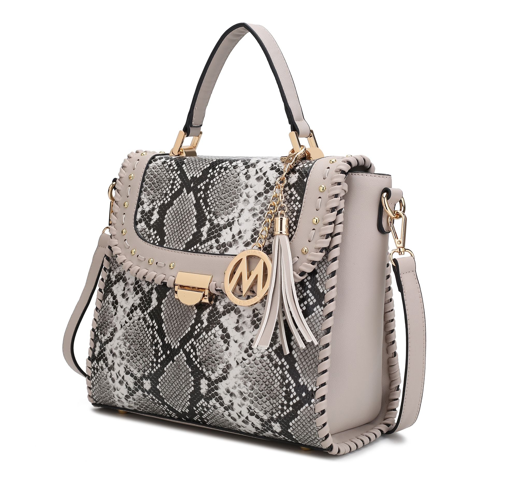 (lt grey)Lilli Satchel Vegan Leather Handbag by Mia k - BagNook