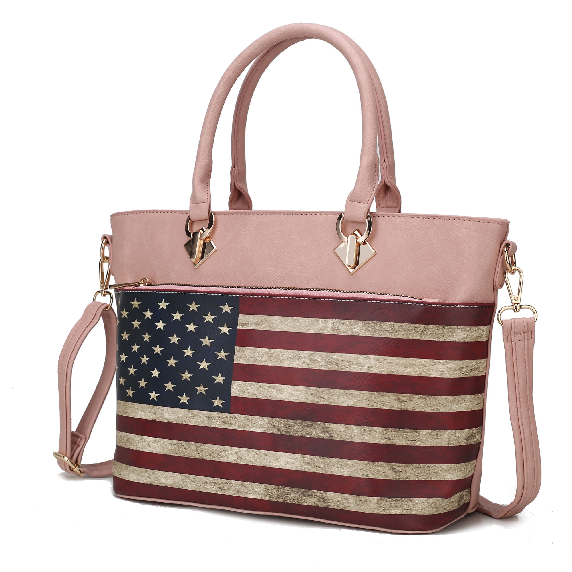 (rose pink)Lilian Vegan Leather Women FLAG Tote Bag by Mia K - BagNook