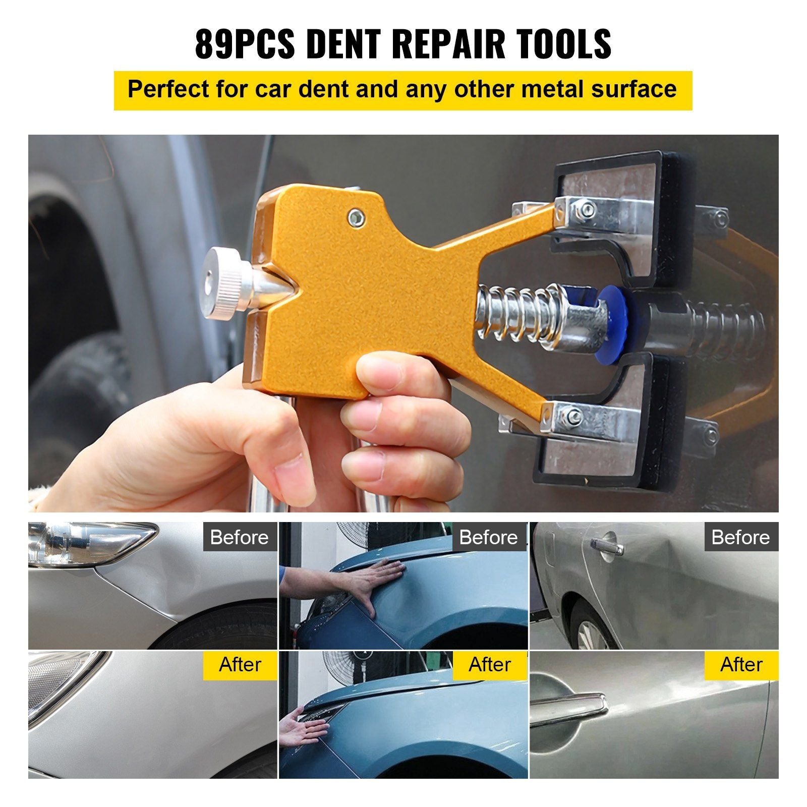 VEVOR Dent Removal Tool, 89pc - Paintless Dent Repair Tools, w/LED Reflector Board - BagNook