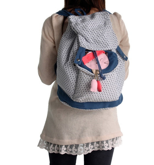 Lovely Doll 100% Cotton Fabric Art School Backpack - BagNook