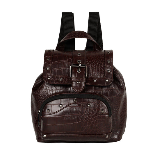 Katy Croc Print Mini Backpack - Upcycled Leather - BagNook