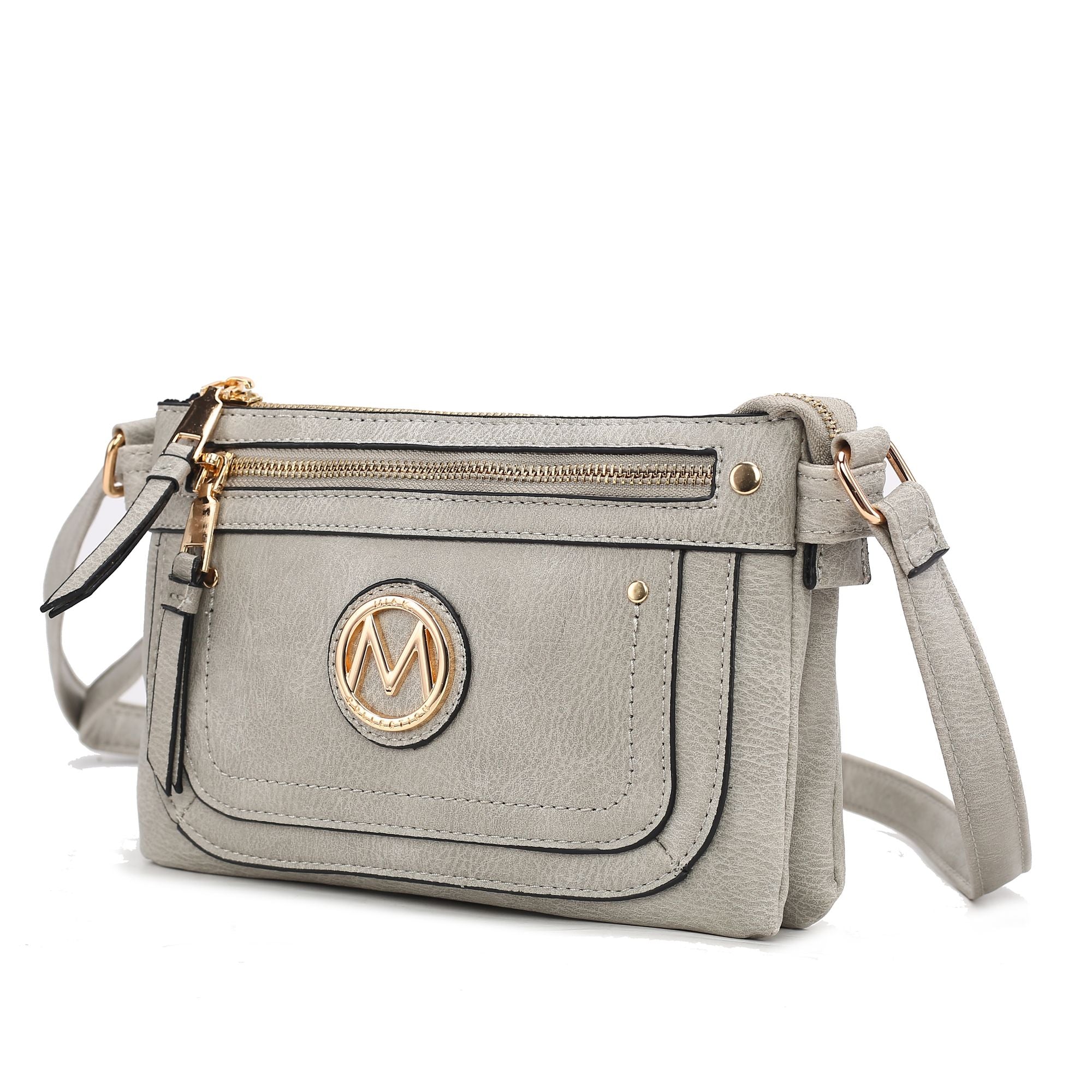 (gray)Elaina Multi Pocket Crossbody Handbag by Mia K - BagNook