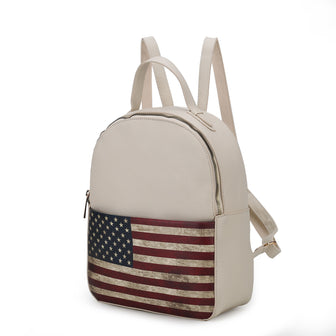 (beige)Briella Vegan Leather Women FLAG Backpack by Mia K - BagNook
