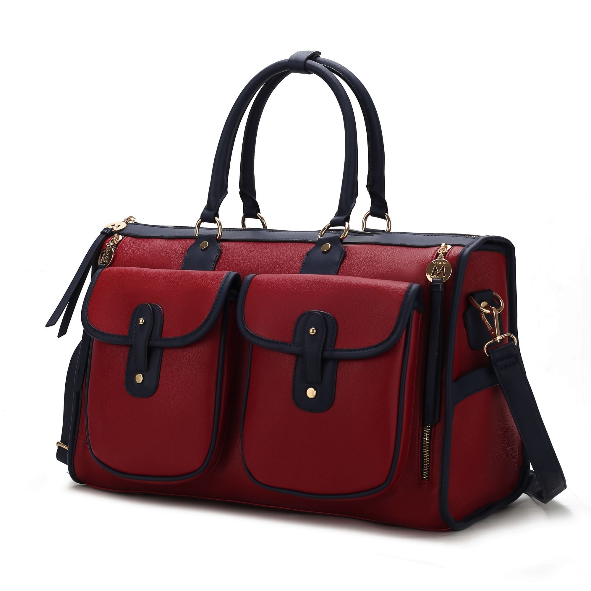 (wine)Genevieve Duffel Color Block by Mia k - BagNook