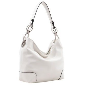 (white) Hobo Bag with Silver-Tone Hardware - bagNook.com