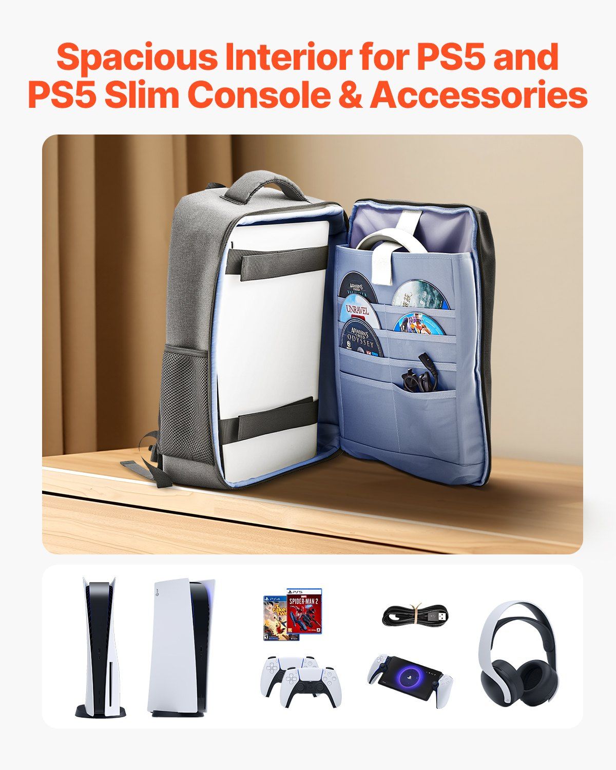 PS5 Backpack Dual Shoulder Travel Bag for PS5/PS5 Slim - BagNook