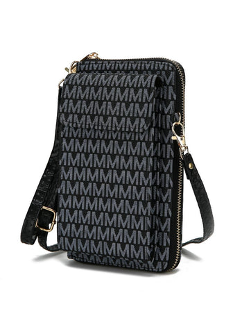(black)Mala Phone Wallet Vegan Leather Crossbody Bag by Mia k - BagNook