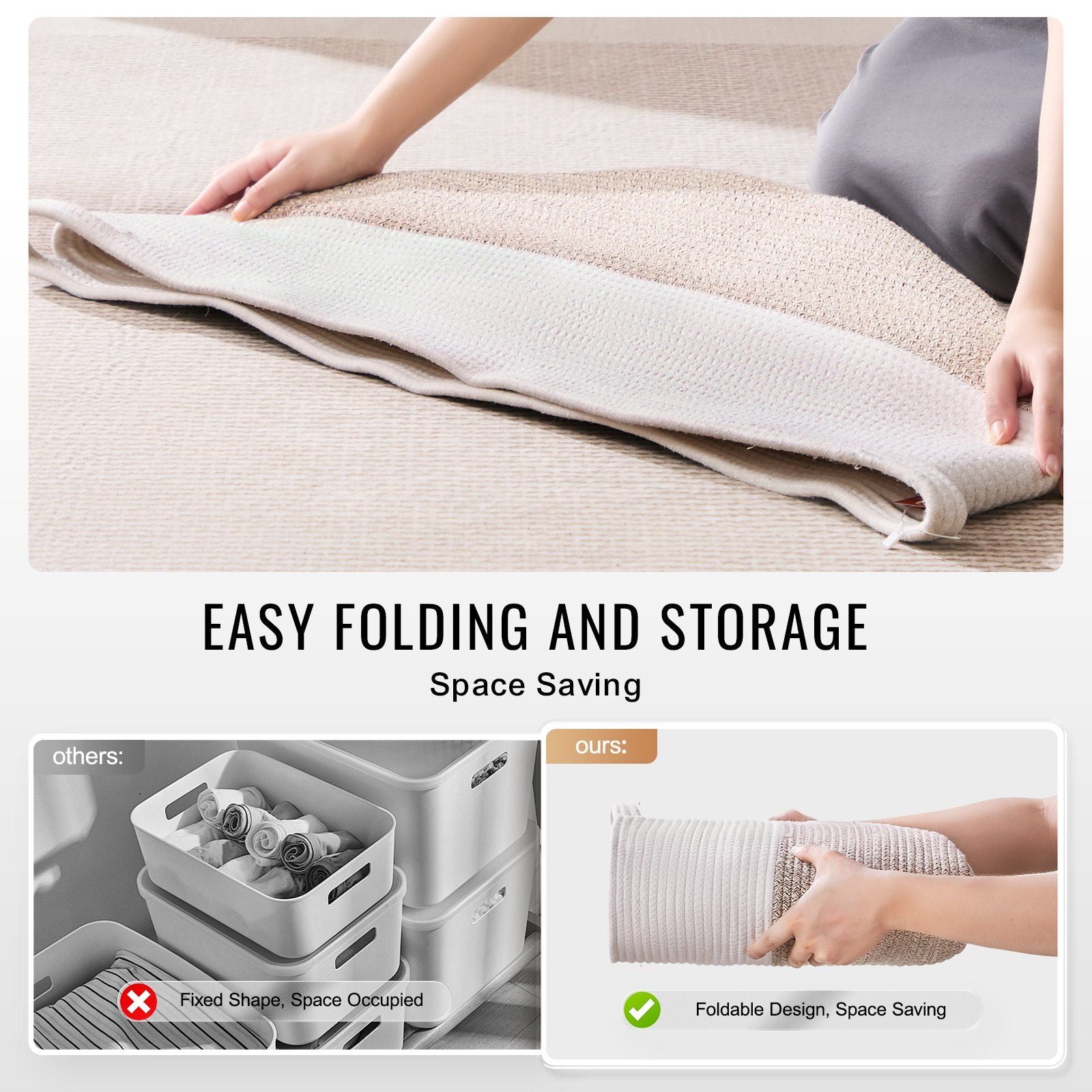 VEVOR Cotton Rope Storage Basket (22 x 22 x 14 in) 23gal Capacity - BagNook