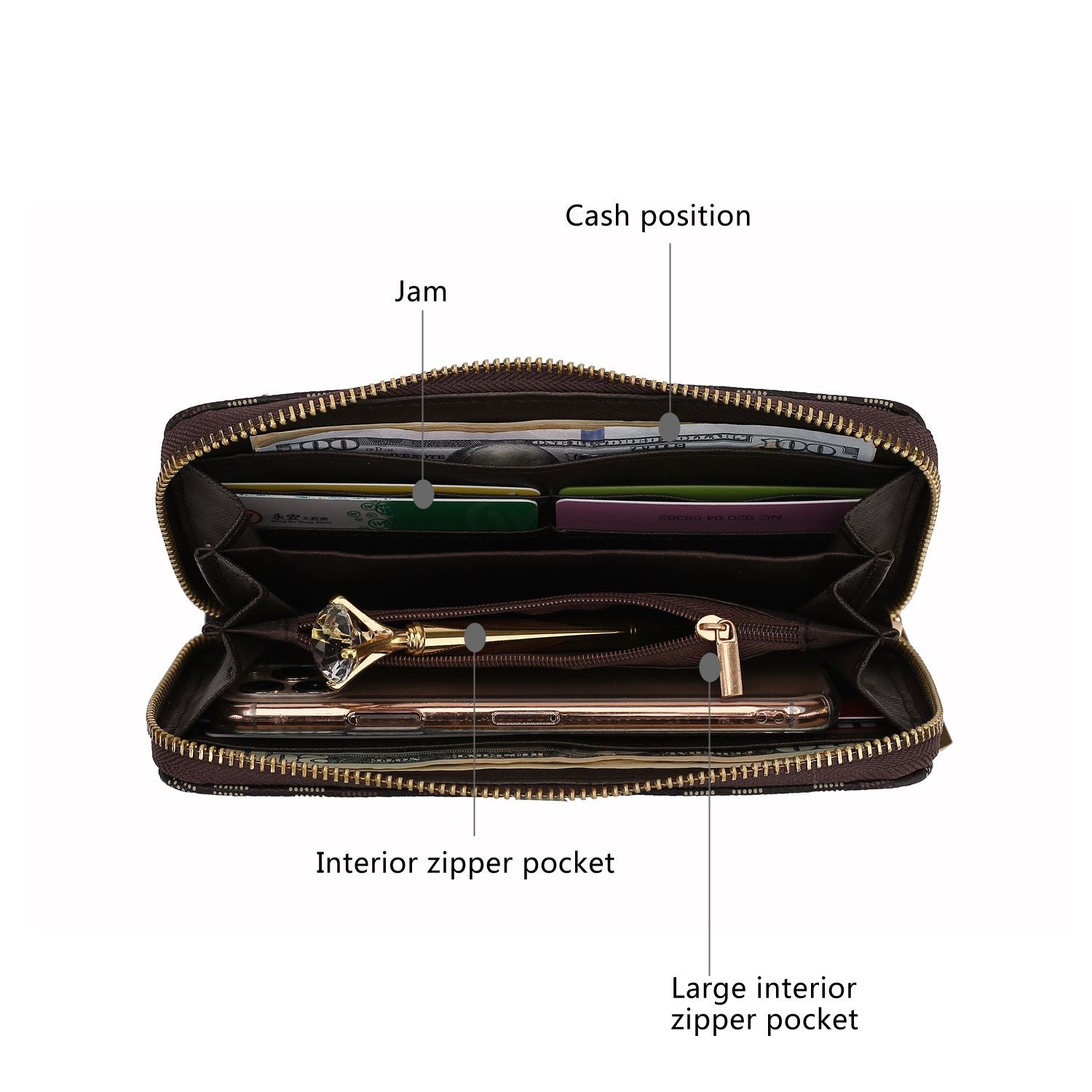 (brown)Lady II M Signature Tote & Wallet Set by Mia k - BagNook