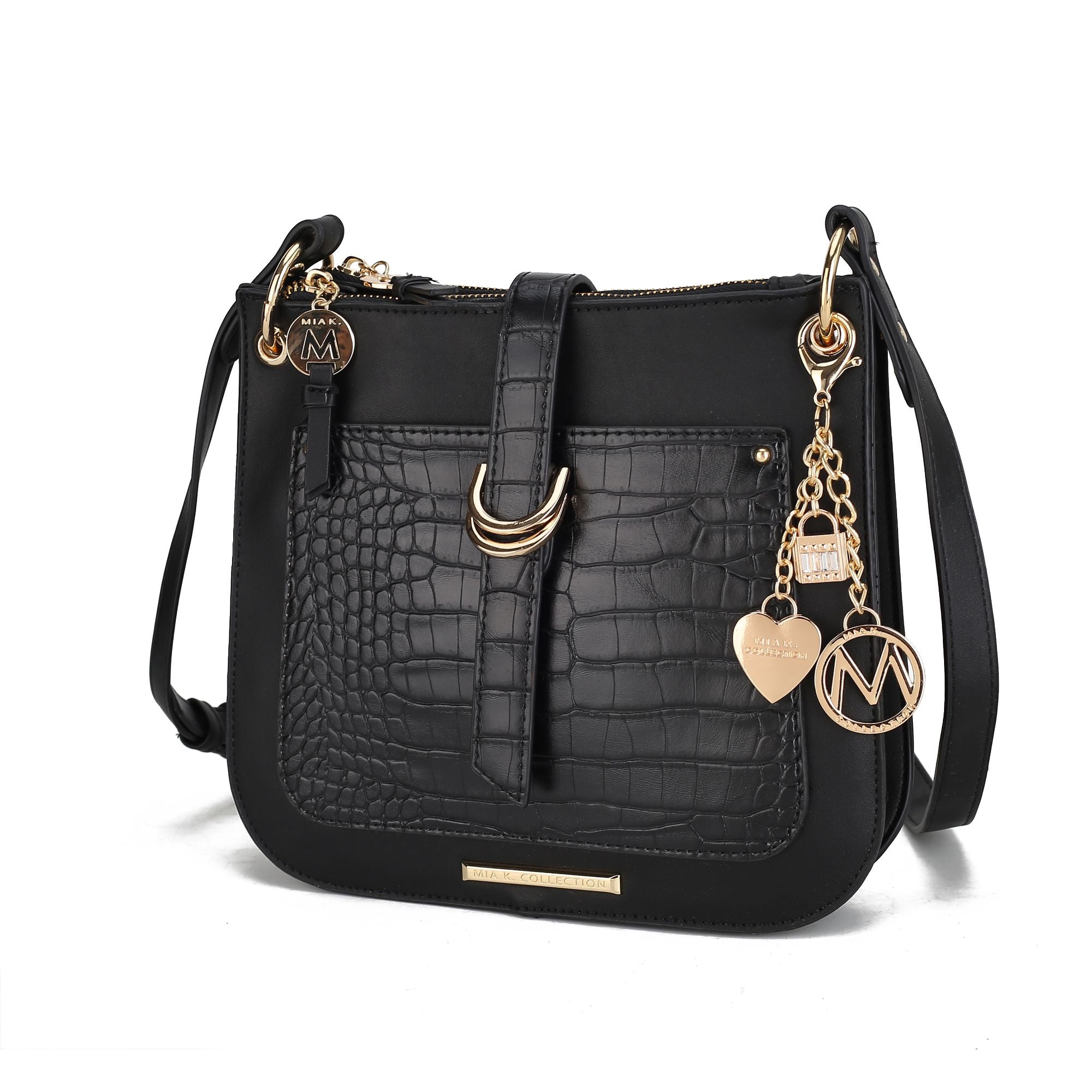 (black)Kiltienne Crossbody Handbag Vegan Leather by Mia K - BagNook