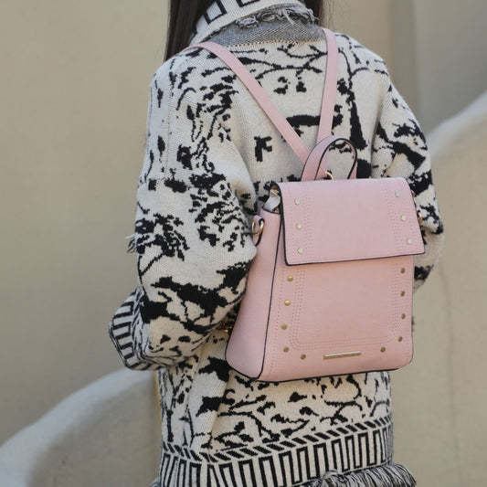 (pink)Elke Vegan Leather Backpack by Mia K - BagNook