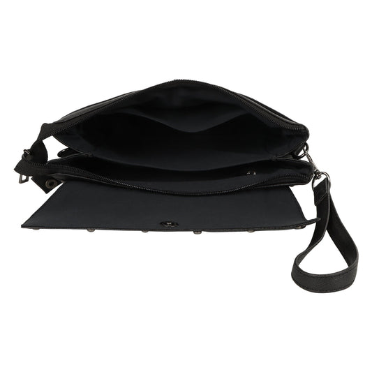 Mel Black Leather Convertible Crossbody - BagNook