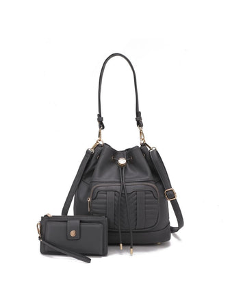 (charcoal)Ryder Shoulder Bag with Wallet by Mia k - BagNook