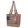 Load image into Gallery viewer, (taupe)Vera Vegan Leather Patriotic Flag Women Tote by Mia K - BagNook
