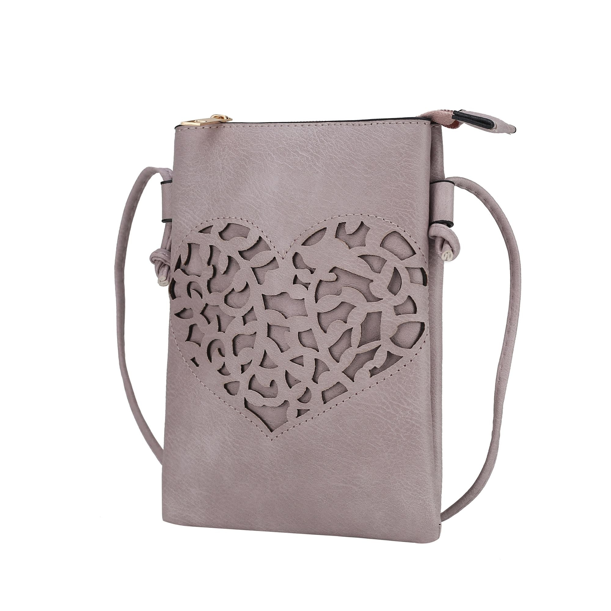 (pink)Heartly Crossbody Vegan Leather Bag by Mia K - BagNook
