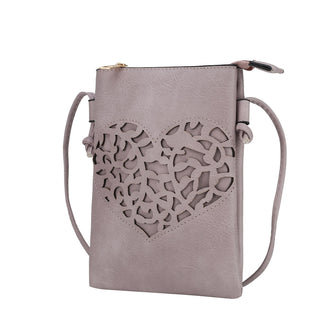 (pink)Heartly Crossbody Vegan Leather Bag by Mia K - BagNook