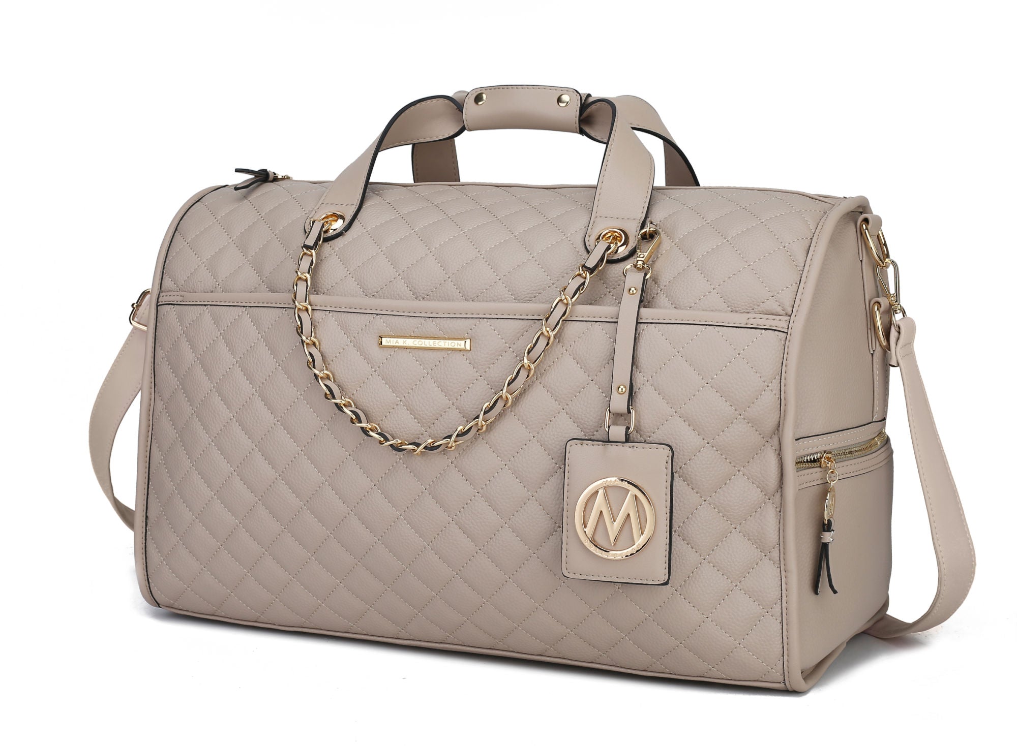 (taupe)Lexie Vegan Leather Women Duffle by Mia K - BagNook