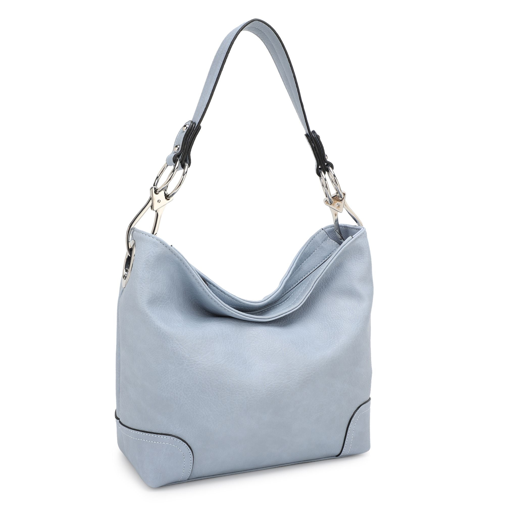 (pale blue) Hobo Bag with Silver-Tone Hardware - bagNook.com