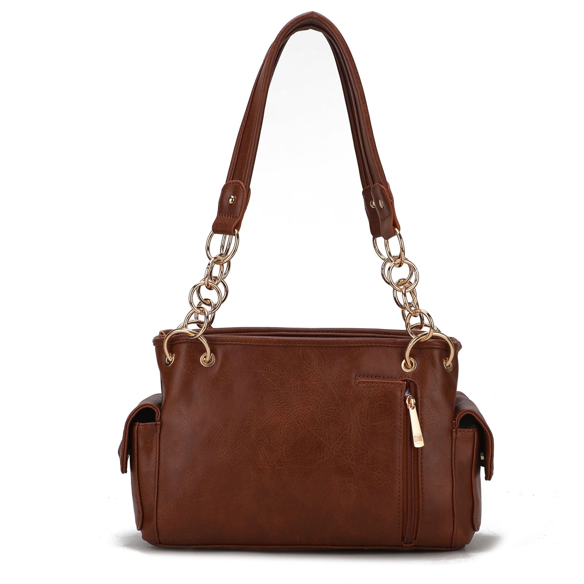 (tan)Alaina Vegan Leather Women Flag Shoulder Bag by Mia K - BagNook