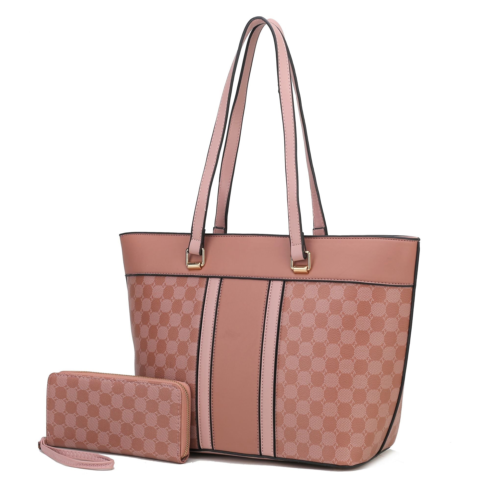 (mauve-pink)Fabiola Tote Handbag with Wallet by Mia k - BagNook