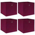 Load image into Gallery viewer, Storage Boxes 4pc 12.6"x12.6"x12.6" Fabric -Drk Red - BagNook
