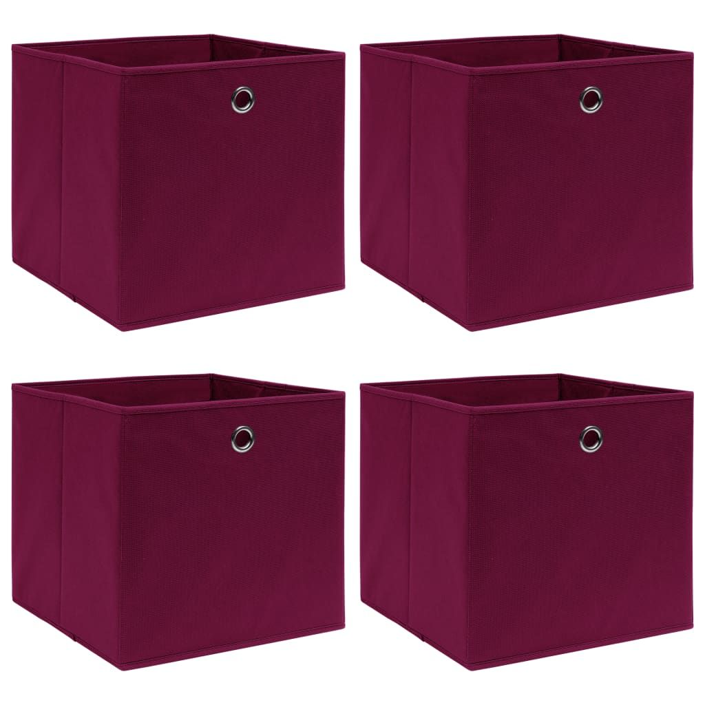 Storage Boxes 4pc 12.6"x12.6"x12.6" Fabric -Drk Red - BagNook