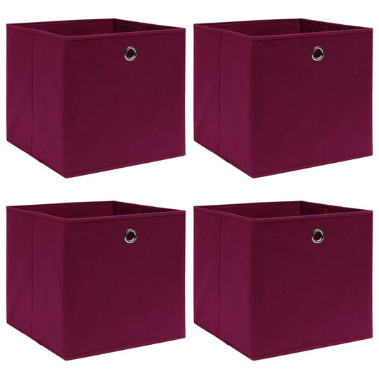 Storage Boxes 4pc 12.6"x12.6"x12.6" Fabric -Drk Red - BagNook