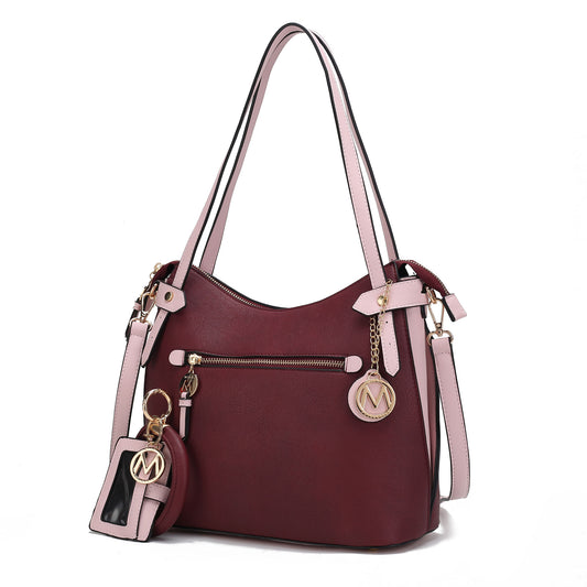 (burgundy-blush)Jaseli Hobo with Wristlet Key Ring & card Holder by Mia k - BagNook