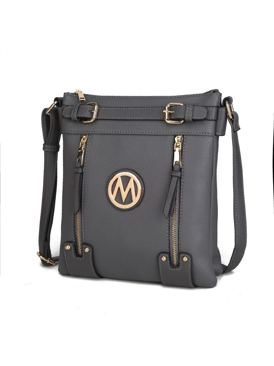 (charcoal)Lilian Vegan Leather Crossbody by Mia k - BagNook