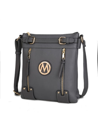 (charcoal)Lilian Vegan Leather Crossbody by Mia k - BagNook