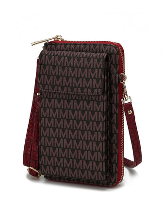 (red)Mala Phone Wallet Vegan Leather Crossbody Bag by Mia k - BagNook