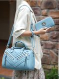 Load image into Gallery viewer, (denim blue)Lara Vegan Leather Satchel with Wallet by Mia k - BagNook
