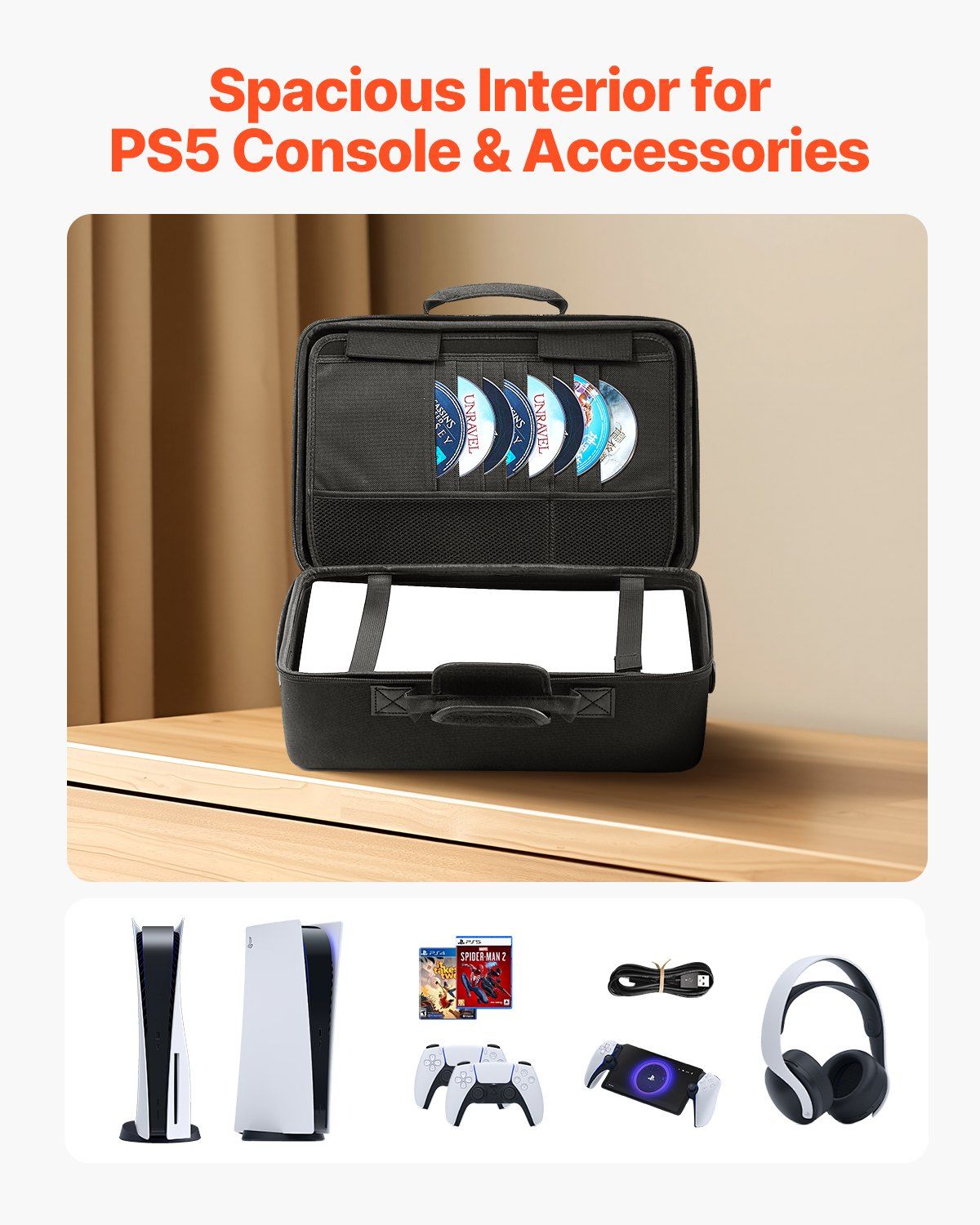 PS5 Carrying Case - Shockproof EVA Soft Lining - BagNook