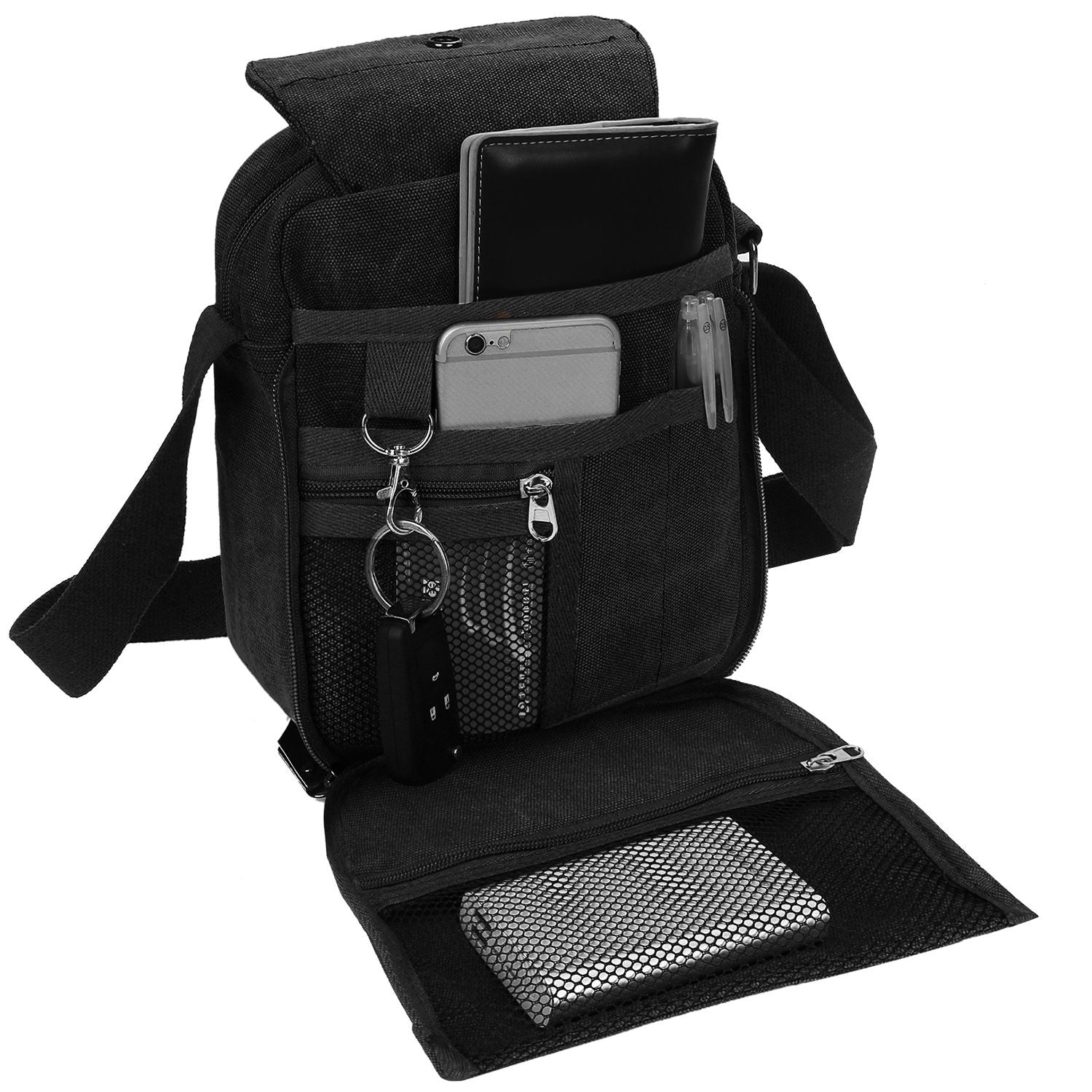 (black)Unisex Canvas Lightweight Crossbody Bag - BagNook