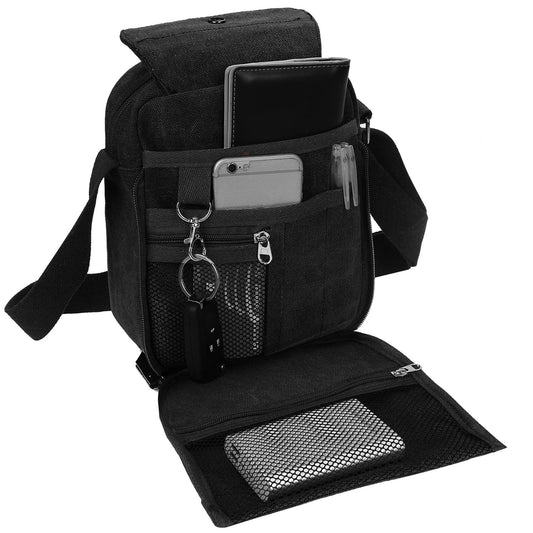 (black)Unisex Canvas Lightweight Crossbody Bag - BagNook