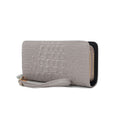 Load image into Gallery viewer, (grey)Eve Vegan Leather Crocodile Embossed Wristlet by Mia K - BagNook
