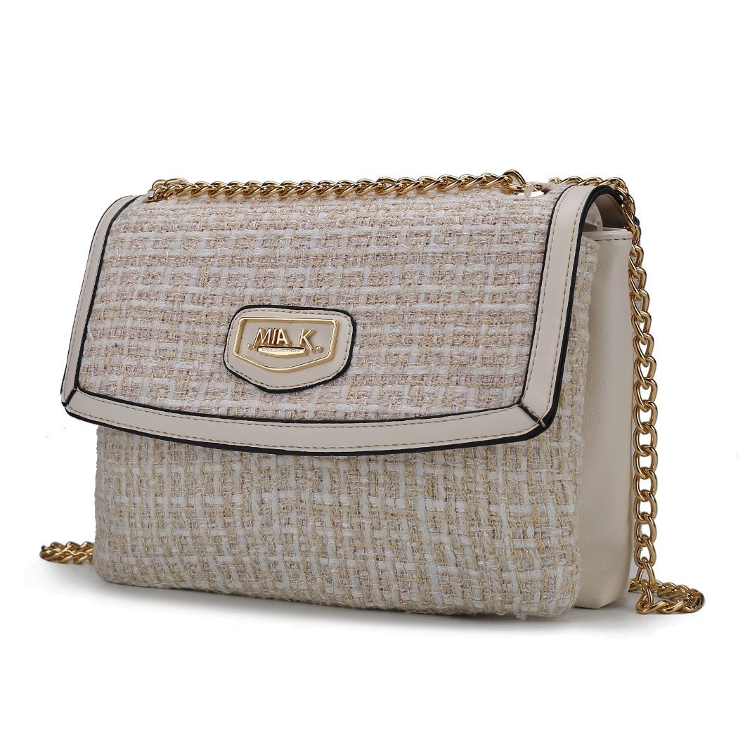 (gold)Mackenzie Tweed Shoulder Handbag by Mia K - BagNook