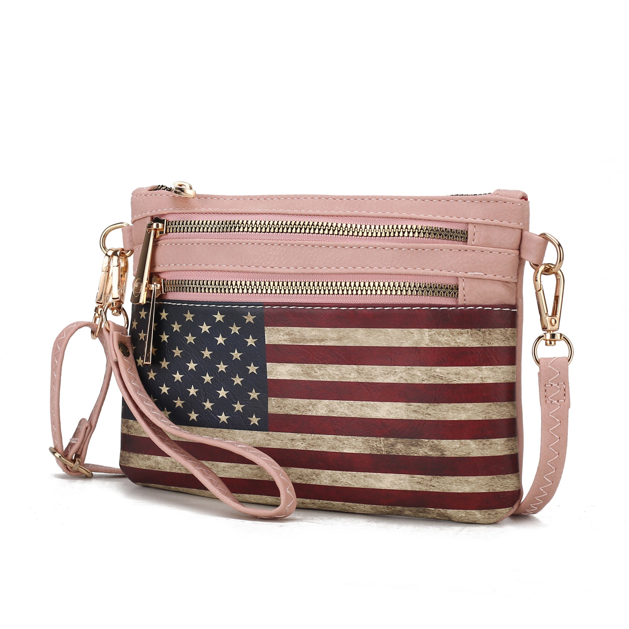 (rose pink)Alisson Vegan Leather FLAG Crossbody Bag by Mia K - BagNook