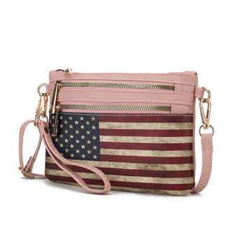 (rose pink)Alisson Vegan Leather FLAG Crossbody Bag by Mia K - BagNook