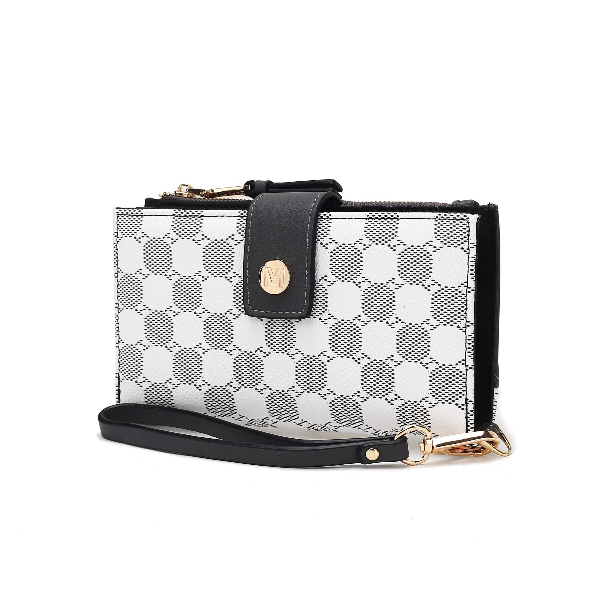 (charcoal)Solene Circular Print Wristlet Wallet by Mia K - BagNook