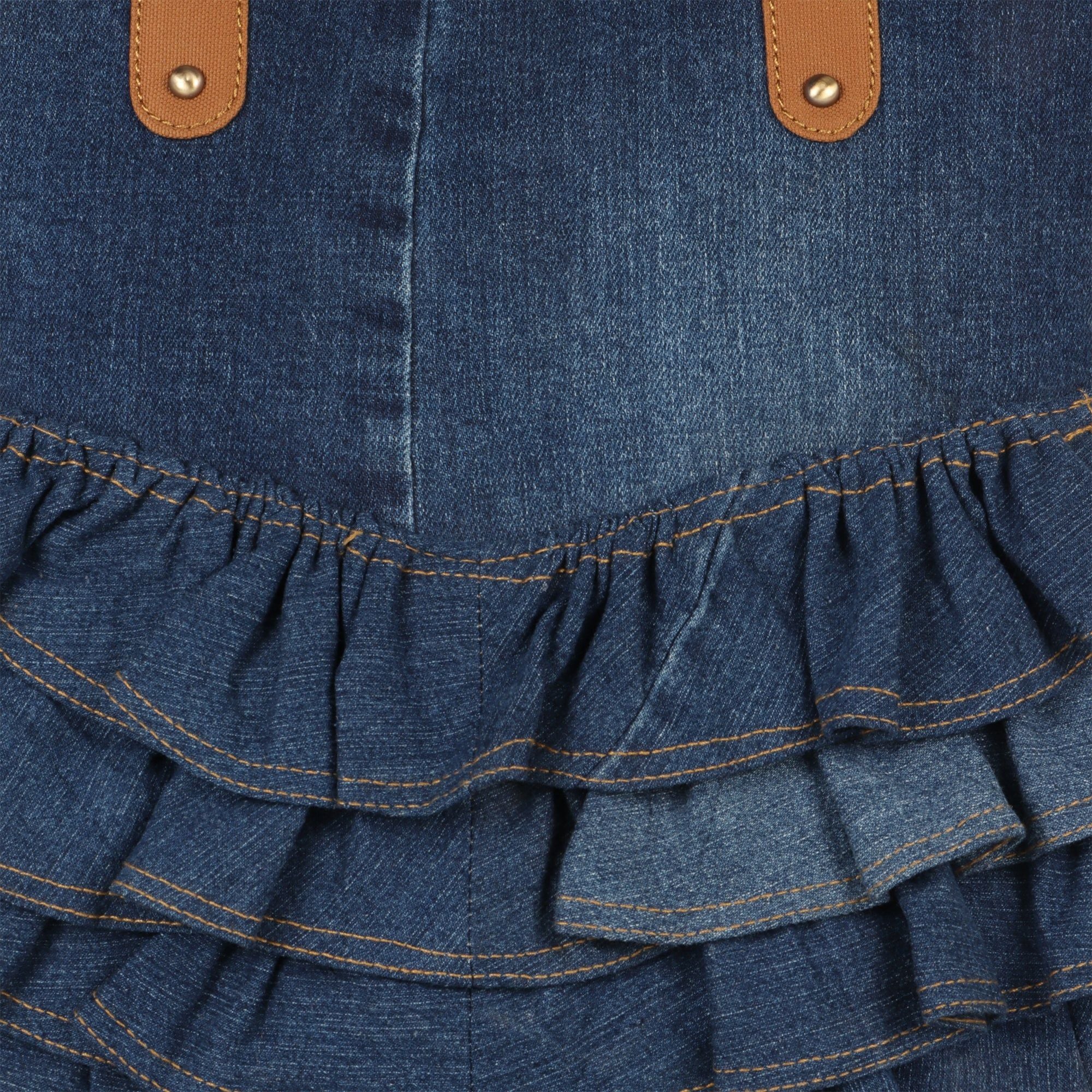 Abby Denim Frill Shoulder Bag - Upcycled Leather - BagNook