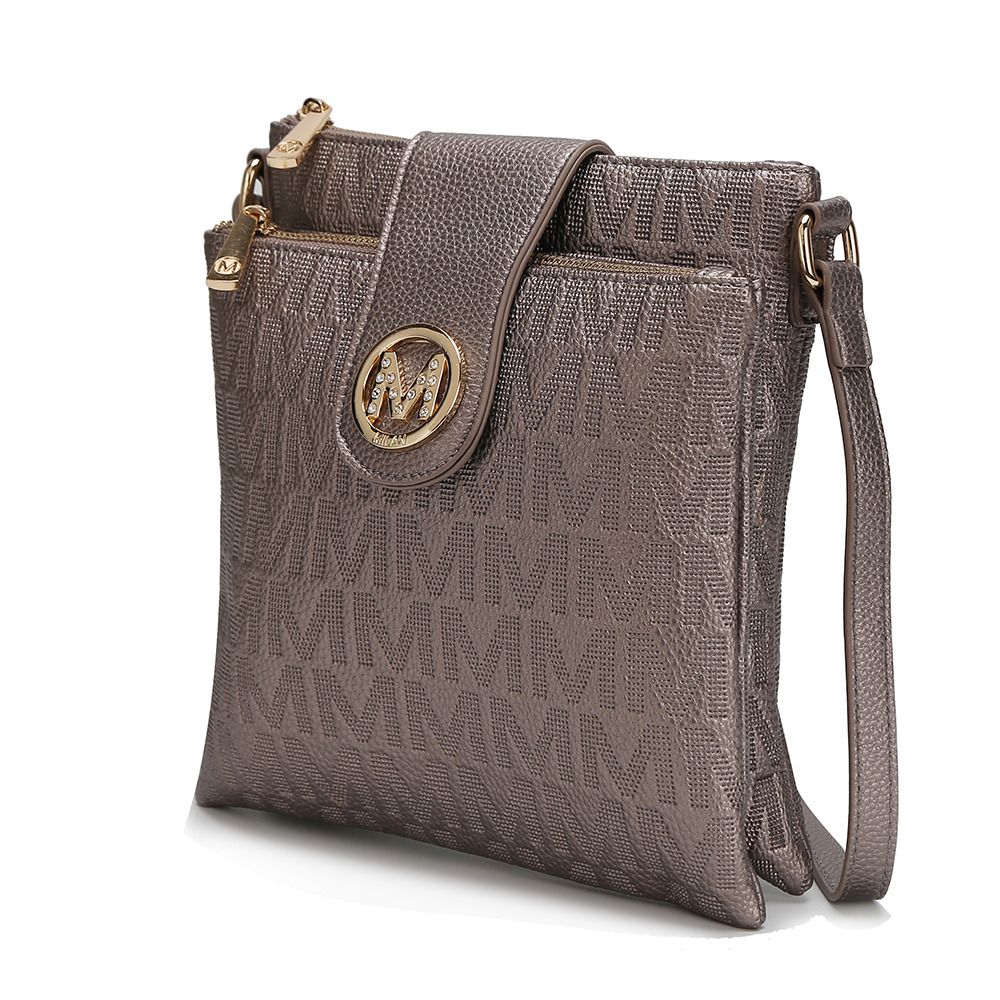 (pewter)Marietta M Signature Crossbody Bag by Mia K - BagNook