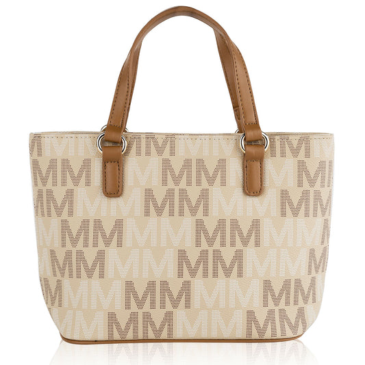 (beige)Tayla 2pc Tote & Mini by Mia K - BagNook