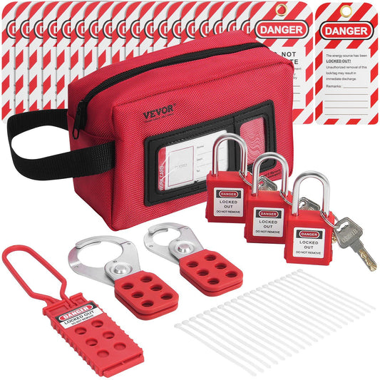 VEVOR Electrical Lockout Tagout Kit, 26 PCS (Compliant w/OSHA Lockout Standards) - BagNook