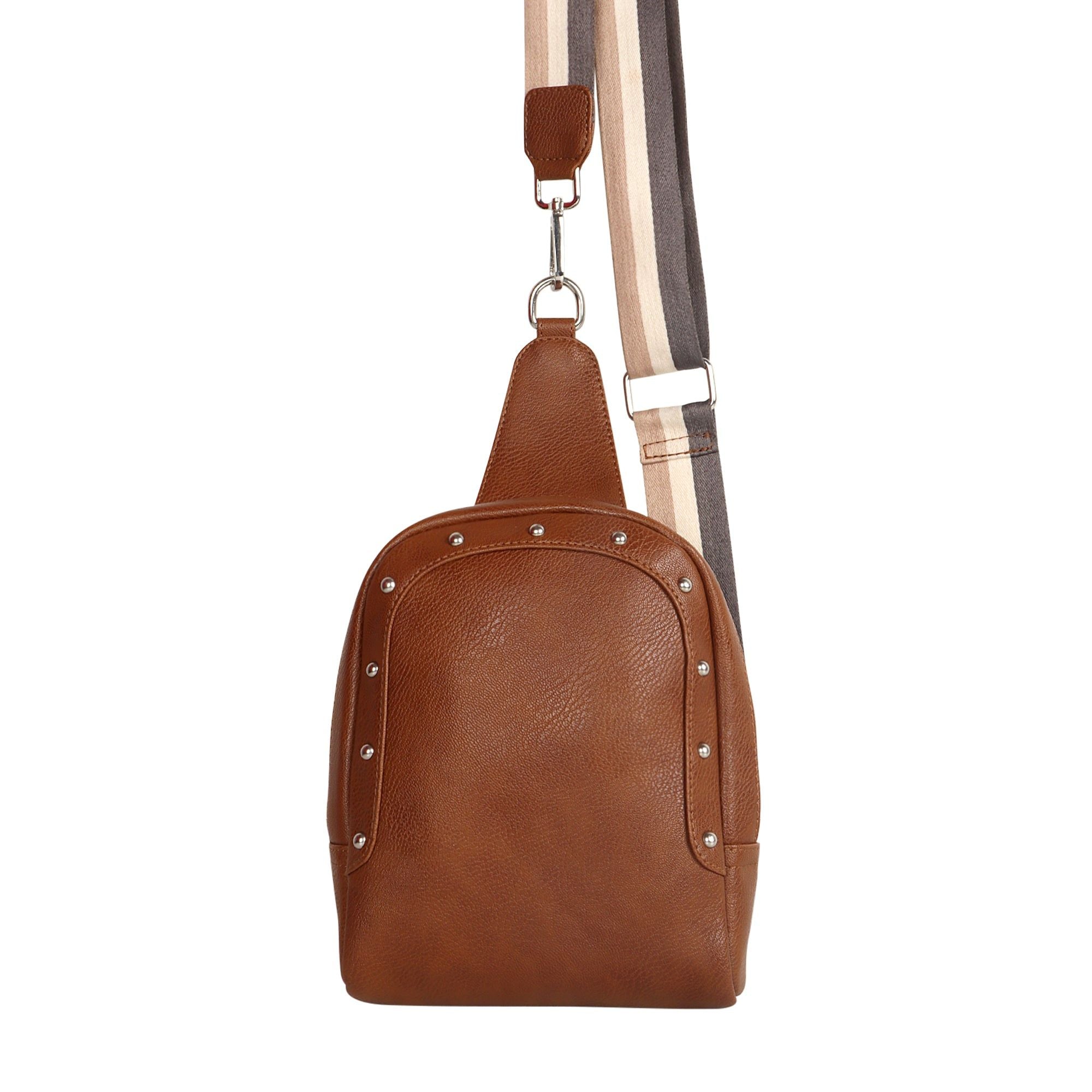 Tour Sling backpack w/ Front Pocket - Classic Brown - Upcycled - BagNook