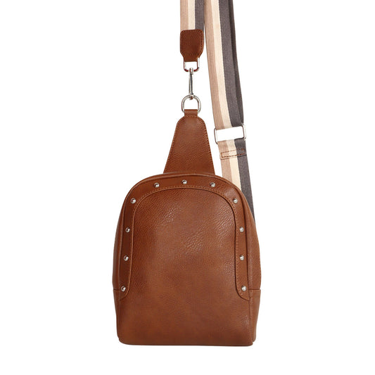 Tour Sling backpack w/ Front Pocket - Classic Brown - Upcycled - BagNook